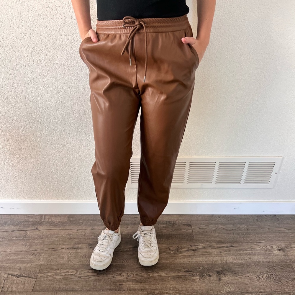 Brown leather joggers from Target